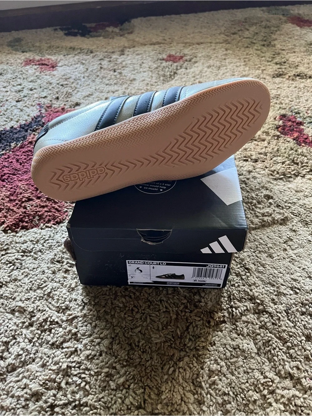 adidas Men’s/women Grand Court Lo Sneakers - Beige with Black Stripes